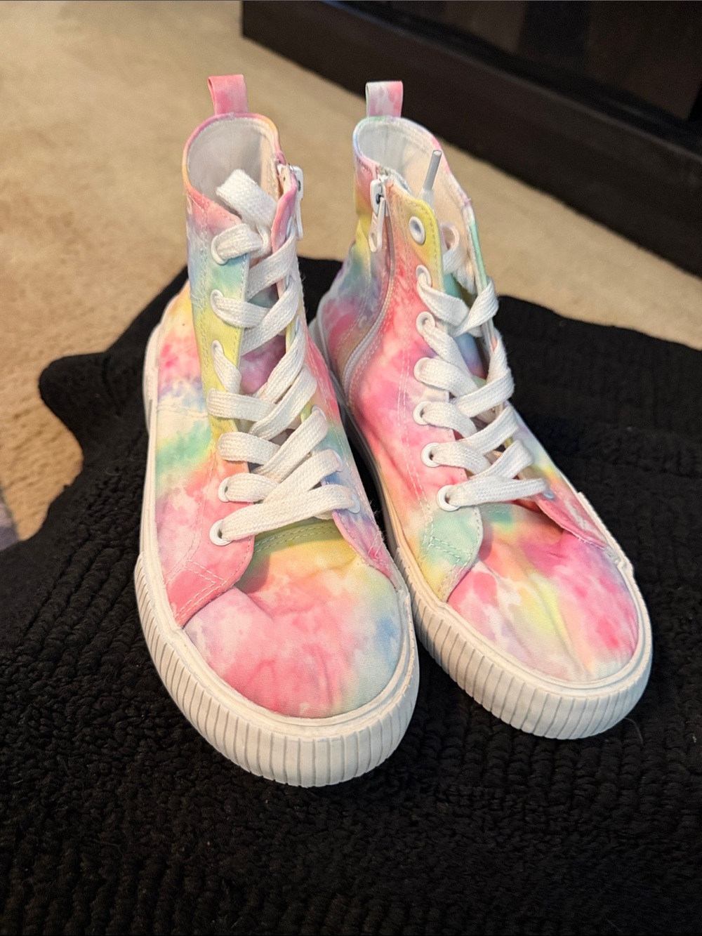 Cat & Jack Women's Tie-Dye High-Top Sneakers in Pink, Yellow, Blue & Green